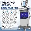 14in1 Microdermoabrasão Máquina facial hidrelétrica Descasca a pele Spa hidratante Spa Bio Levantamento RF Máquina facial RF
