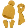 Boll Caps Womenmen Autumn Winter Warm Cute Wool Hat Scarf Handskar Set Män kvinnor