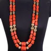 Halsband örhängen set 4ujewelry nigeria bröllop pärlor 40 tum äkta korall fina smycken afrikansk brud 2023