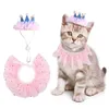 Hundkläder rosa tutu kjol husdjur födelsedag hat fest klänningar för katter hundar valpar krona kostym kattungar semester