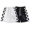 American Fashion Chessboard Splice Shorts Drawstring Sweatpants Men's China-Chic Summer Couple Capris Casual Pants