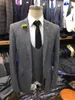 Męskie garnitury projekt moda czarne szczupły dopasowanie ślub groom dla mężczyzn formalny impreza PROM MĘŻCZYZNA BLAZER SUT TERNO 3 sztuki