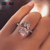 OEVAS Classic 100％925 Sterling Silver 9 CT Oval Cruened Moissanite Gemstone Wedding Engagement RingファインジュエリーギフトWhole Y2513