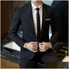 Men'S Suits Blazers Mens Fashion Slim Business Casual Clothing Groomsman Three-Piece Suit Jacket Pants Trousers Vest Sets Drop Del Dh7Hy