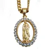 N7M7 Hip Hop lodowe Bling Big Virgin Mary Naszyjnik