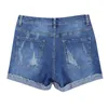 Shorts pour femmes mode sexy stretch patchwork trou imprimé poche évasée denim