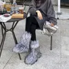 Kobiety faux lis kobieta puszyste pluszowe ciepłe buty śnieżne luksusowe obuwie dziewczyny futrzane futra botty moda but zimowy t231104