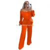 Designer Jumpsuits Women Long Sleeve Rompers Fall Winter Clothes Casual Slash Jumpsuits with pockets Fashion One Piece Outfits Overalls Cargo Pants