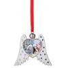 Keychains Metal Heat Transfer Angel Wing Charm Xmas Decor Rood Rope met liefde Vormige blanco hanger voor Tree Herdenkingscadeau