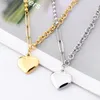 Ketten 316L Edelstahl Herz Anhänger Geometrie Perlen Charme Dicke Kette Halsband Halskette Für Frauen Mode Edlen Schmuck SAN744