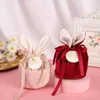 Gift Wrap 1Pcs Ear Bags Cookies Candy Velvet Pouch Baking Packaging For Biscuits Kids Happy Birthday Party Supplies