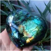 Dekoratif Nesneler Figürinler Labradorite Kalp Moonstone Pozitif Enerji Reiki Gems Kristal Şifa Damlası Ev Bahçesi Deco DH7RB