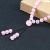 Pendant Necklaces Bohemian Knotted Beaded Natural Stone Pink Spar Crystal 108 Beads Yoga Necklace Bracelet For Women Men Prayer Jewelry