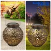 Novelbelysning Retro Garden Metal Hollow-Out Lantern Solar LED Iron Art Light Flower Projection Hanging Lamp Decoration For Yard Patio Balkony P230403