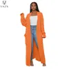 Trench Coats Femme Sweater d'hiver CoatsAutomm Femmes de jeune bureau solide Lady High-Dee Open Stitch Full Sleeve Femmes X-Long