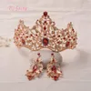 Vintage barokke bruidstiara's sets goud rode kristallen prinses hoofddeksels prachtige witte diamanten bruiloft tiara's en kronen sets 15 1266h