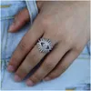 Couple Rings Sier Color Sparking Bling 5a Clear Cubic Zirconia Eyelash Turkish Evil Eye Lucky Girl Finger Ring Drop Delivery Dhgarden Dhium