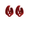 Boucles d'oreilles à tige hiver rétro velours cercle femme Joker stéréo flocage oreille anneau trois couches forme C