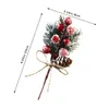 Декоративные цветы, 1 шт., искусственные ветки красных ягод, рождественские пики, спрей, сосновые шишки, стебель падуба, ремесло, рождественские украшения Navidad