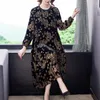 Casual Dresses Large Size Silk Gold Velvet Dress Autumn And Winter 2023 Vintage Korean Women Clothes Loose Jacquard Long Sleeve Robe M259