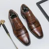 Robe chaussures hommes Oxford PU Plaid à lacets talon bas classique affaires formelle Banquet grandes tailles 38-46