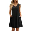 Casual Dresses For Women Plus Size Dress Elegant Vestidos V Neck Eyelash Vest Solid Color Graduation