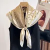 Scarves 2023 Luxury Silk Design Printed Women's Scarf 90X90 Headband Warm Decoration Shawl Hair Band Square Bandelet Fashion Satin