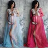 Maternity Dresses Pregnant Pography Po For Women Lace Up Long Sleeve Ladies Maxi Gown Shoot Clothing 230404