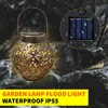 Novelbelysning Retro Garden Metal Hollow-Out Lantern Solar LED Iron Art Light Flower Projection Hanging Lamp Decoration For Yard Patio Balkony P230403