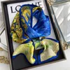 Sarongs Real Silk Scarf Women Print Silk Satin Shawl Wraps Long Pure Silk Ribbon Decoration Hijabs Double-sided Neckerchief Foulard P230403