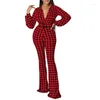 Etnische kleding Elegante Afrikaanse kleding voor dames Herfst lange mouw V-hals Rood Geel Jumpsuit Outfits Dashiki