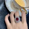 Anneaux de bande Bling Lab Ruby Ring 925 en argent sterling fête alliance anneaux pour femmes mariée fiançailles bijoux promesse cadeau d'anniversaire