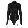 Basic Casual Dresses Hirigin Bling Glitter Women Long Sleeve Turtleneck Bodysuit Skinny Sexy Streetwear Party Club Festival 2022 A Dhril