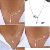 Hänge halsband Ny punk minimalistisk oändlighet Luck Pearl Leaf Pendants Halsband släpp leverans smycken halsband hängen dhras