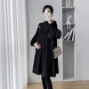 Maternity Dresses Korean version of standing collar elegant maternity dress with solid loose knit shoulders for pregnant women's fashion autumn set 230404