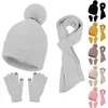 Boll Caps Womenmen Autumn Winter Warm Cute Wool Hat Scarf Handskar Set Män kvinnor