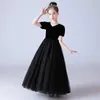 Flickaklänningar DideyTtawl Polka Dot Tulle Bridesmaid 2023 Puff Sleeves Flower For Wedding O Neck Kids First Communion Teens