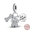 925 Sterling Silver Fit Pandoraly Charms Bransoletka Koraliki Charm Cute Pet Dog Pendant Series