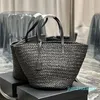 Top 52cm große Tragetasche Stroh Einkaufstaschen einzelne Schulter tragbare lässige Strandurlaub Designer Handtasche 45 Urlaub Lafite Gras gewebte Taschen y