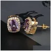 Stud Hip Hop Iced Out Stud Oorbellen voor mannen vrouwen Bling Crystal Zirkoon Cz Edelsteen Gouden Sier Oorbel Hiphop Rapper Sieraden Gift Drop D Dhlzv