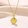 Pendant Necklaces Gold Color Sun Star Pattern Necklace For Women Boho Turquoise Stainless Steel Jewelry Men Blue Natural Stone Choker