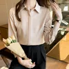 Blouses voor dames shirts mode kunstmatige zijden satijnen zijden shirt vintage shirt dames witte kantoor dames lange mouw dames losse straat ol shirt herfst 230404