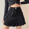 Skirts Women Folds Denim Mini Sexy Kawaii Streetwear Korean Style Chic Casual Aline Vintage Fashionable Harajuku Sweet Girls 230404