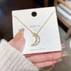 Pendant Necklaces Hollow Half Moon Star Zircon Chain Necklace Nimble Mother's Day Woman Wedding Family Friend Gift Jewelry