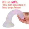 Dildo/Dong carino gelatina morbido dildo femminile punto G masturbatore anale butt plug giocattoli adulti del sesso ventosa per donne principianti silicone luminoso 230404