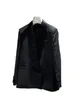 Women's Jackets Blazer Spliced Black Satin Material Casual Fashion 2024 Summer 1013