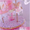 Decorative Objects Figurines Sparkling Carousel Music Box Merrygoround All Rhinestone Figurine Home Dec Dh5Ga