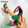 Top Sexy Peep Toe Saltos altos Women Sandal Fashion Band Bandle Buckle Strap Slides Slides Summer Party Stripper Shoes 230306