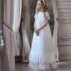 Robes de fille à manches courtes en dentelle imprimé princesse robe à fleurs fête de mariage concours de beauté première Communion rêve enfants cadeau