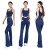 Lu Lu Pantaloni Yoga Lemon Algin Pantaloni da Donna con Fondo a Campana Leggings Svasati a Vita Alta Denim Elasticizzato a 4 Vie Fitness Allenamento Sport Jeans Casual Donna Activewear LL Align gym clot